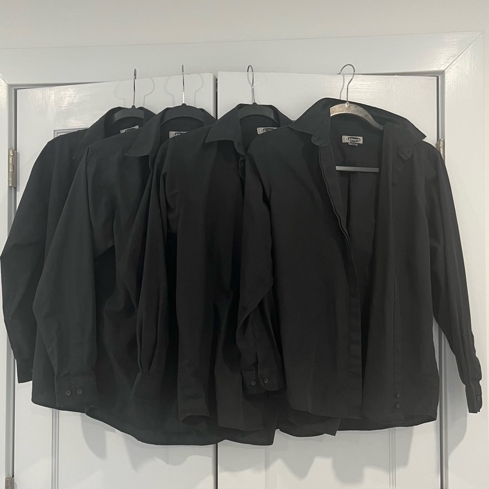 LOT OF 4 Edwards Women's Long Sleeve Café Shirts - Black XS - roomy can fit sz S